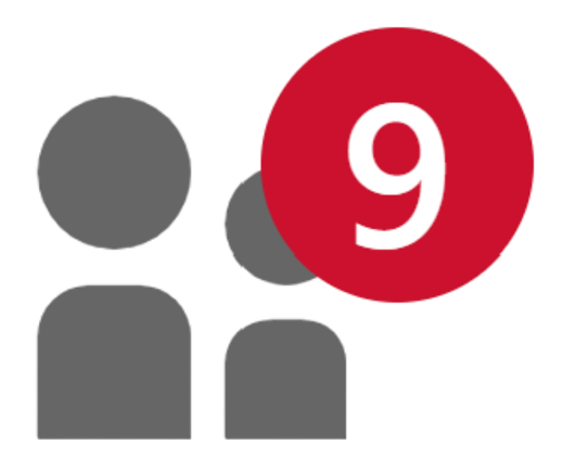 Connections icon with 9 new notifications